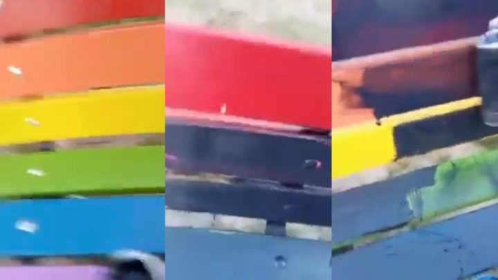 Mannen in Limburg schilderen regenboog-bankje zwart: ‘Onze kinderen besmetten…’