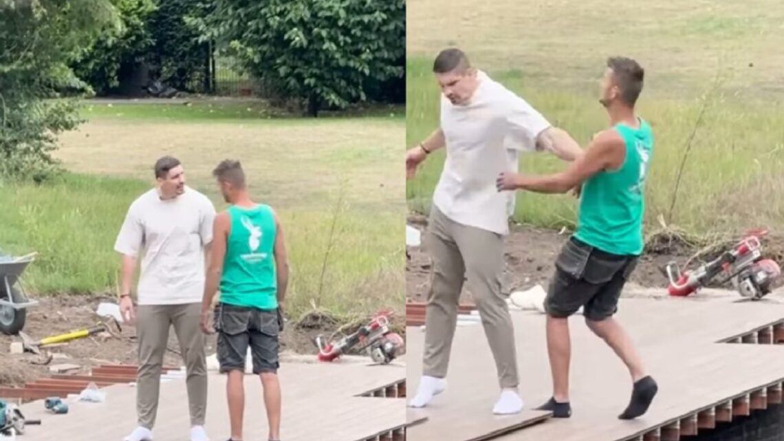 Bizarre beelden: Woeste Rico Verhoeven duwt bouwvakker in de sloot! Bizarre beelden: Woeste Rico Verhoeven duwt bouwvakker in de sloot!