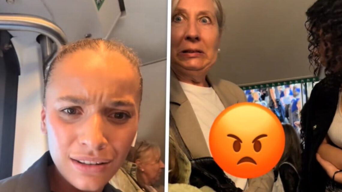 Bizarre video van racistische woede uitbarsting in trein: ‘Tegen je eigen soort praten’ Bizarre video van racistische woede uitbarsting in trein: ‘Tegen je eigen soort praten’