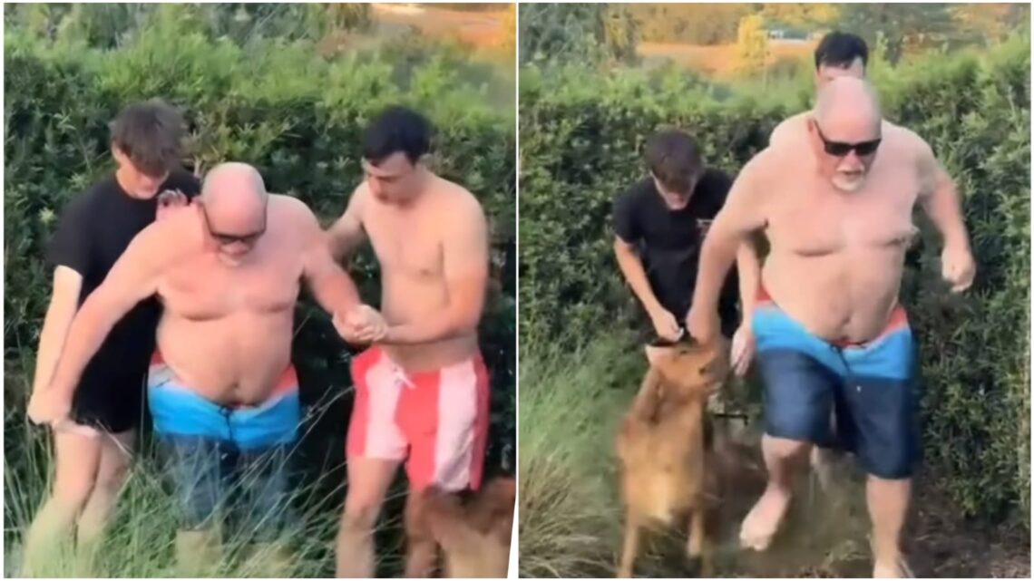 Hilarische beelden: Zonen moeten vader helpen die iets te diep in het glaasje heeft gekeken! Hilarische beelden: Zonen moeten vader helpen die iets te diep in het glaasje heeft gekeken!